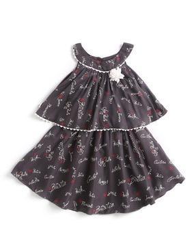 girls typographic print a-line dress