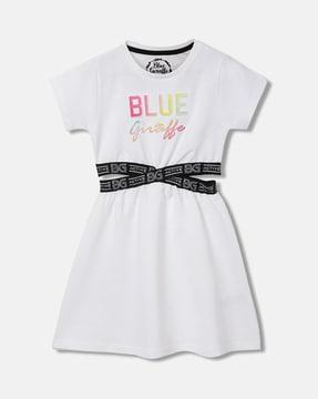 girls typographic print a-line dress