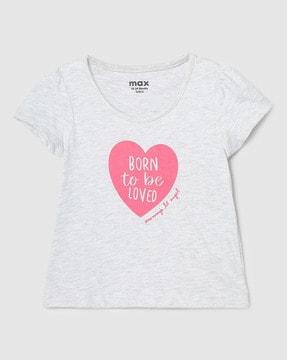 girls typographic print regular fit round-neck t-shirt