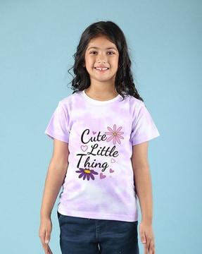 girls typographic print regular fit round-neck t-shirt