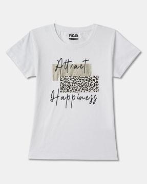 girls typographic print regular fit t-shirt
