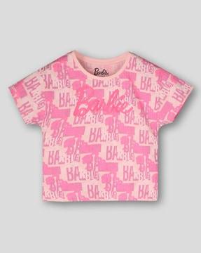 girls typographic print relaxed fit crew-neck t-shirt