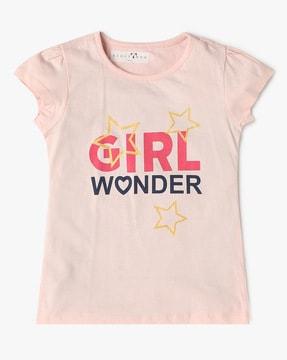 girls typographic print round-neck t-shirt