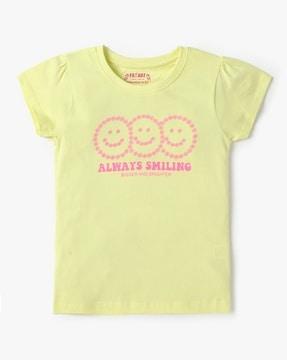 girls typographic print round-neck t-shirt