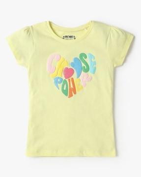 girls typographic print round-neck t-shirt