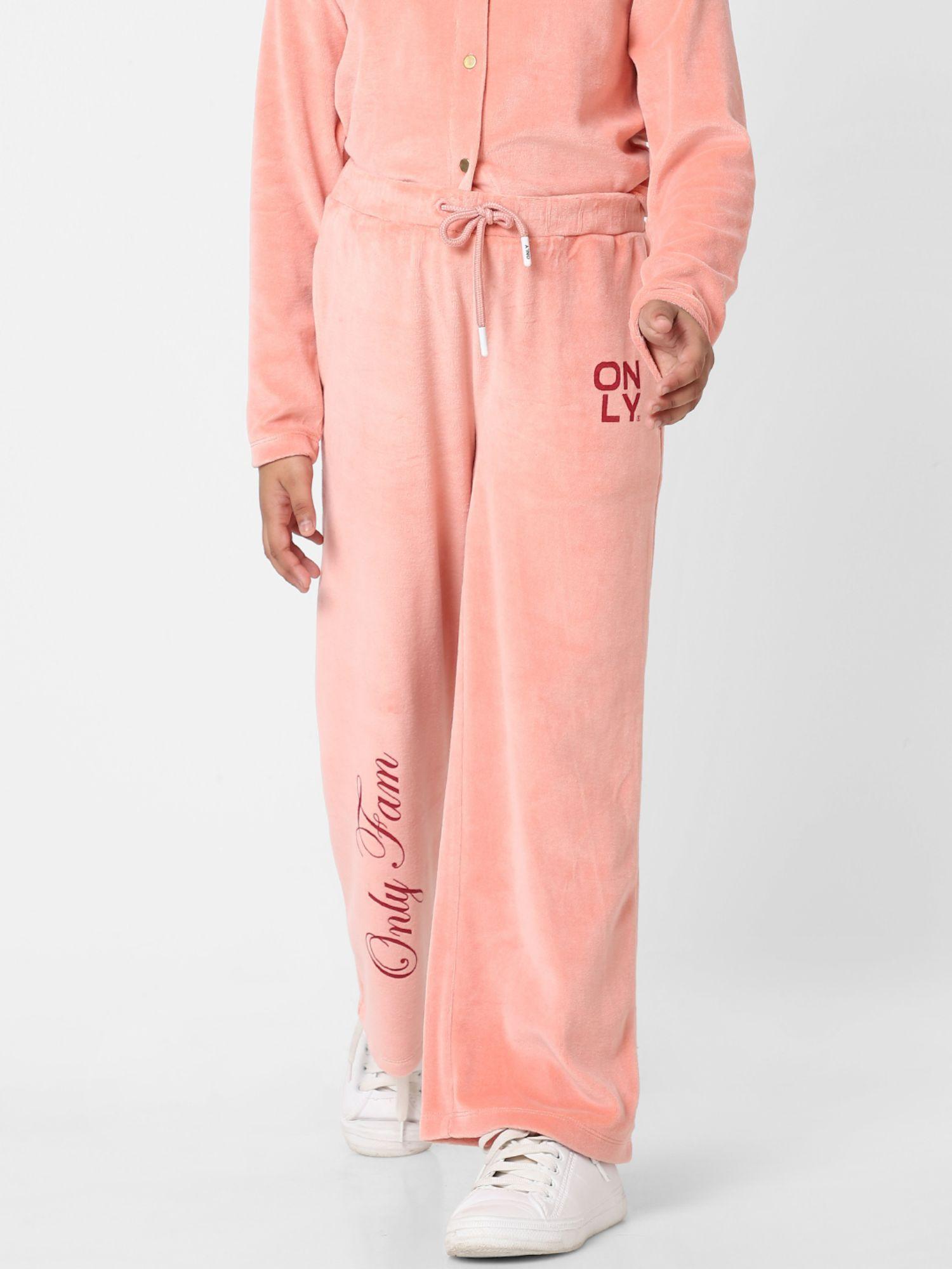 girls typographic printed casualwear pink pants
