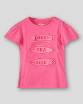 girls typographic relaxed fit crew-neck t-shirt