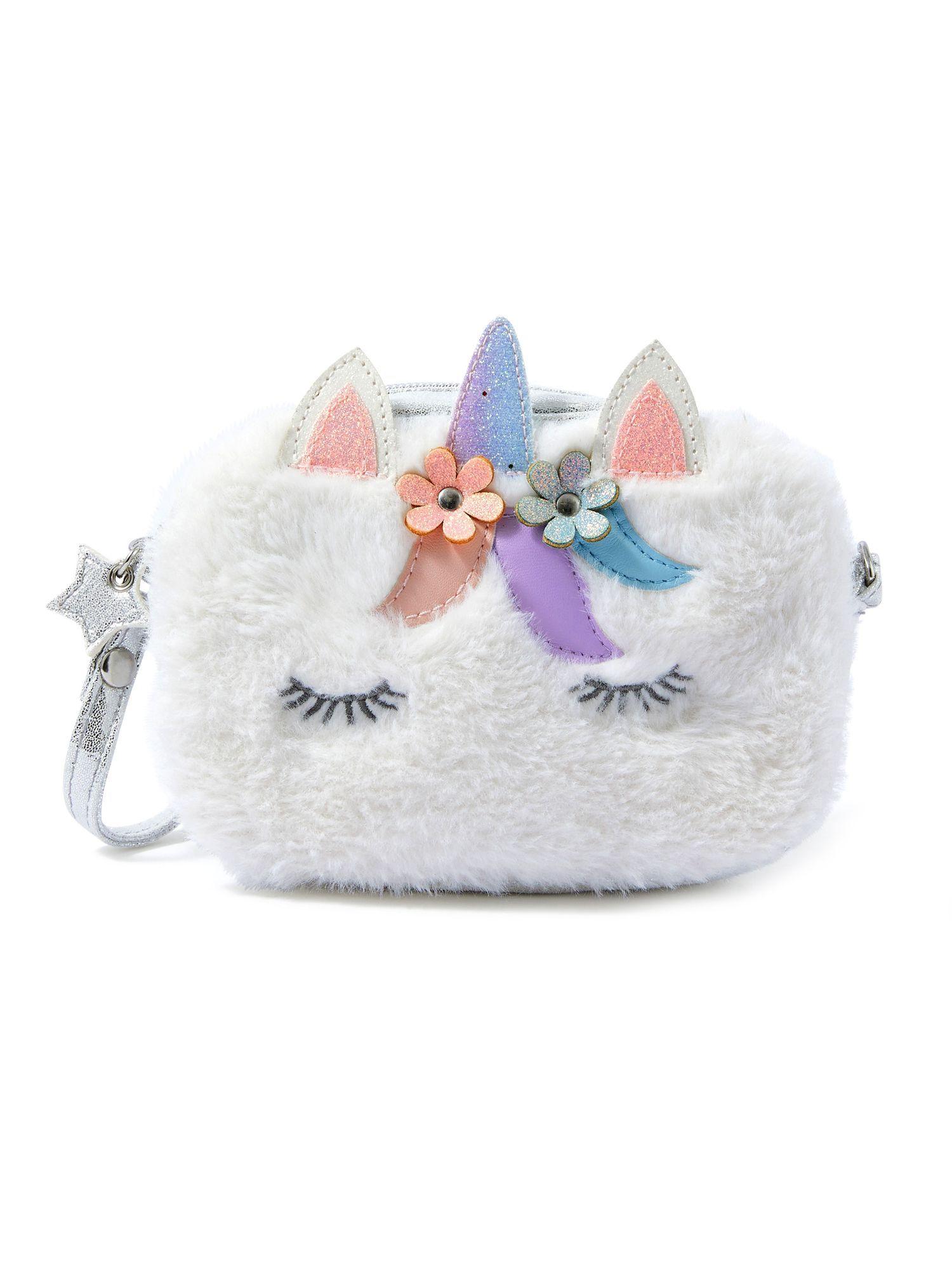 girls unicorn fluffy sling bag