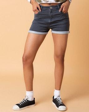 girls washed shorts with insert pockets