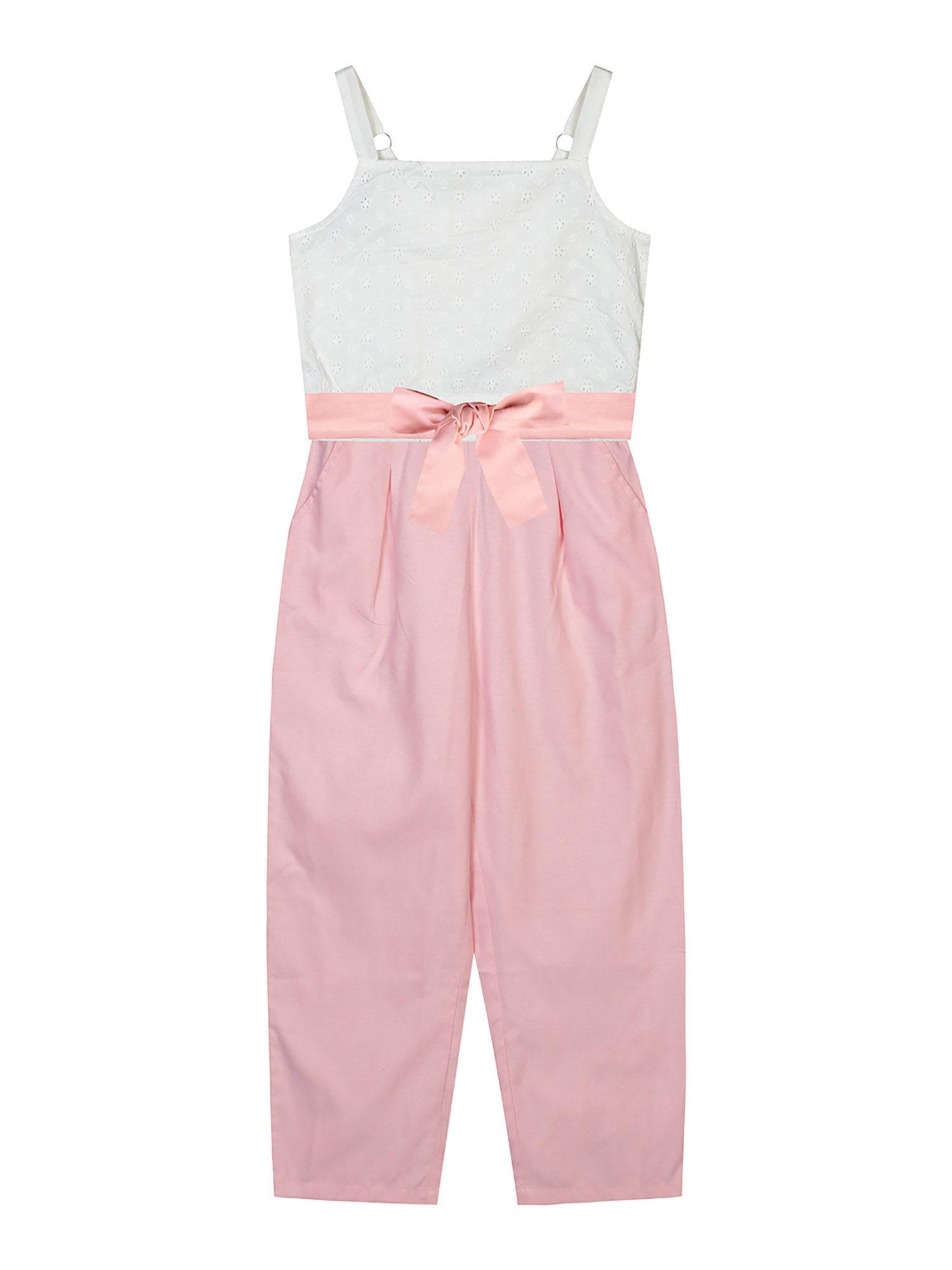 girls white & pink top-pant (set of 2)