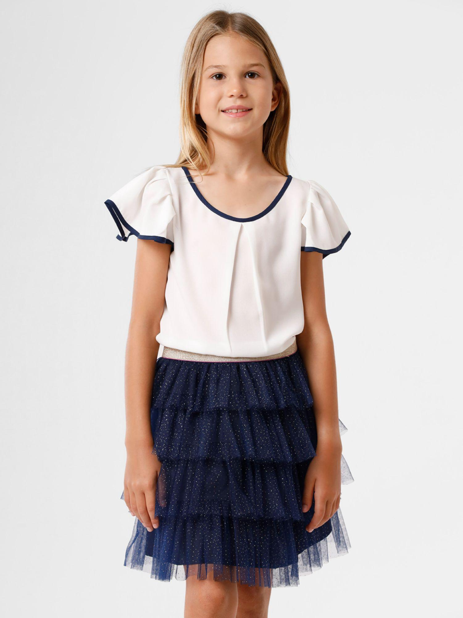 girls white butterfly sleeves top