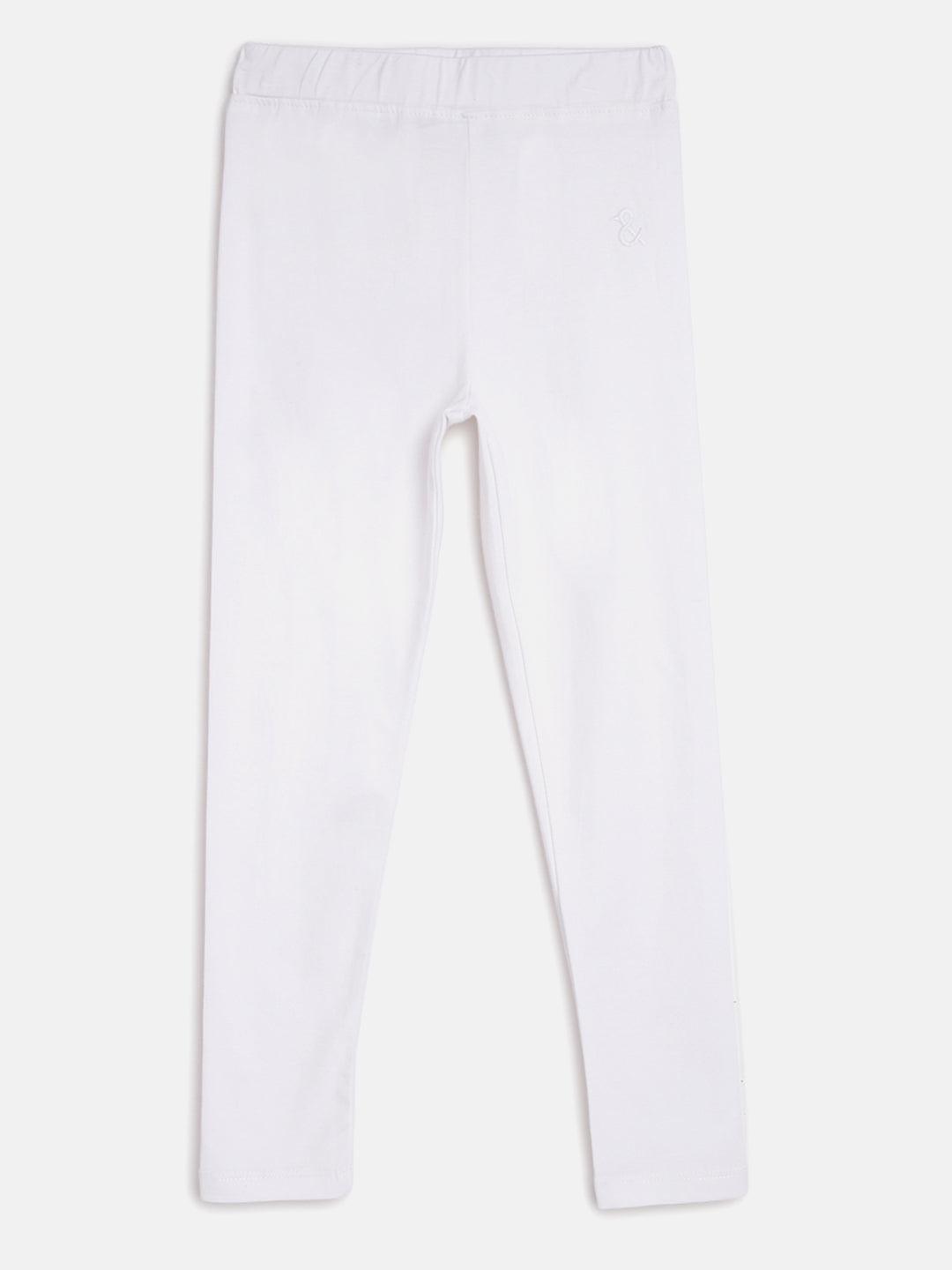 girls white cotton leggings