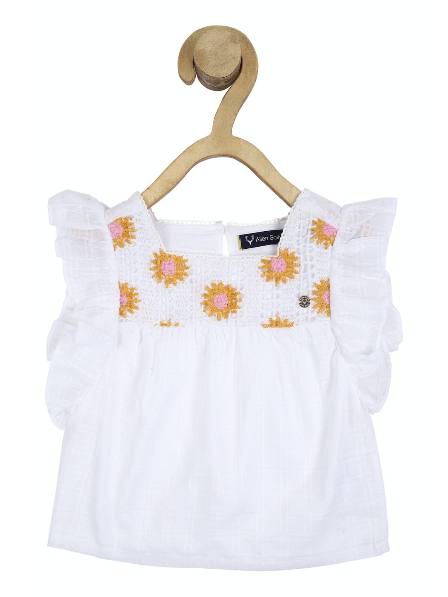 girls white embroidered casual top