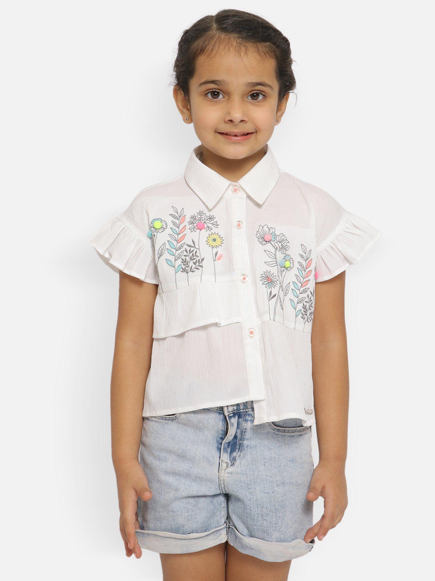 girls white embroidered top