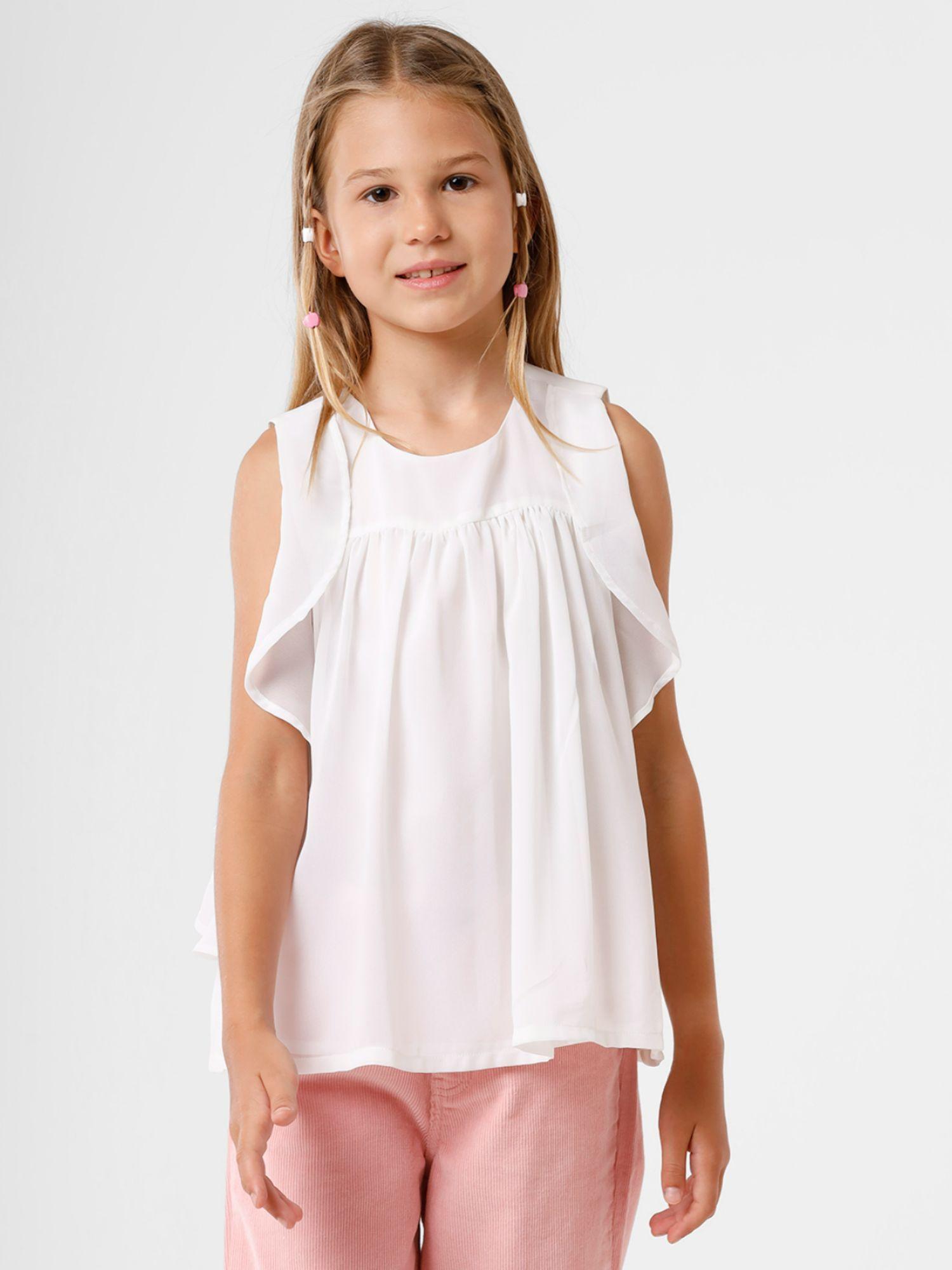 girls white ruffle top