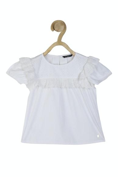 girls white solid casual top