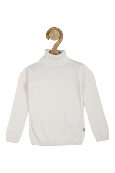 girls white solid regular fit sweater