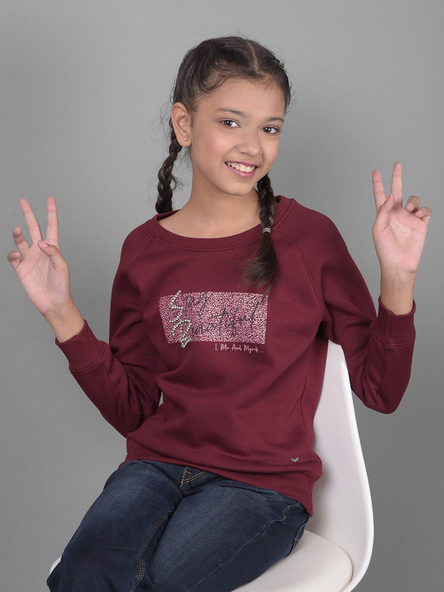 girls wine printed sweatshirt