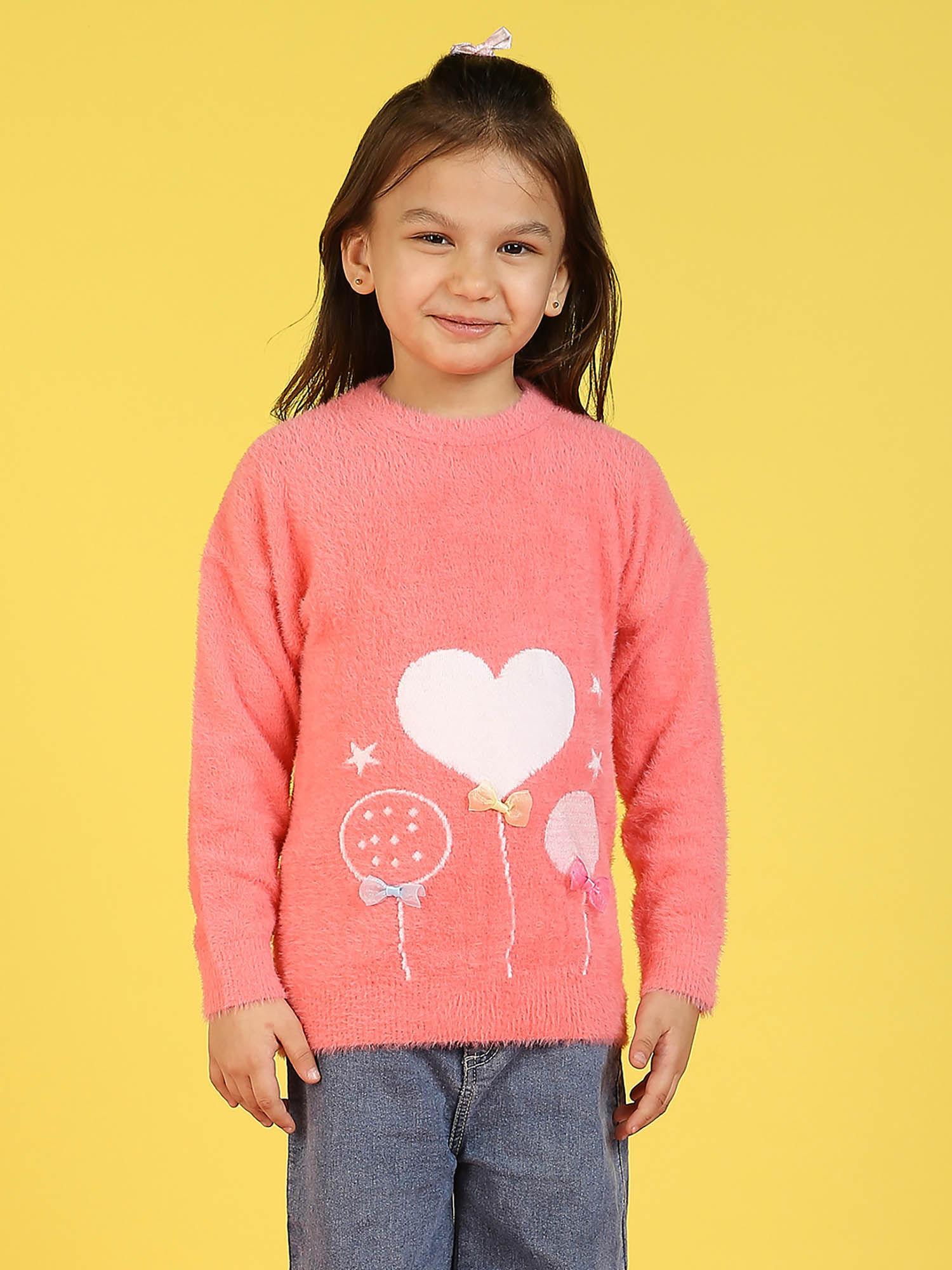 girls woven quirky conversational sweater