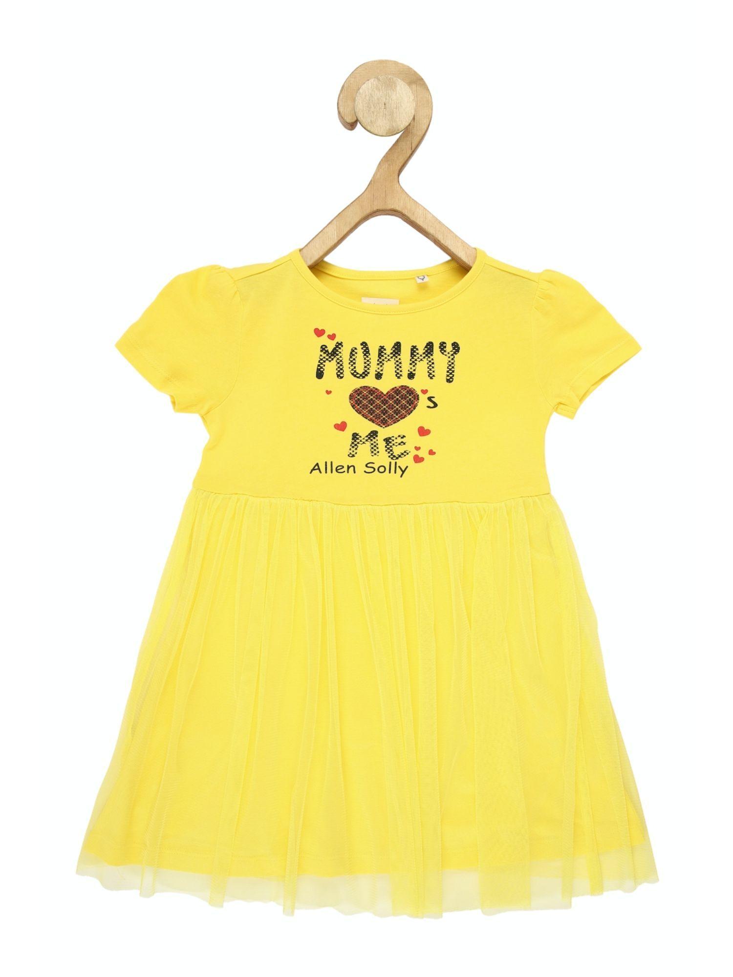 girls yellow graphic print regular fit casual frock