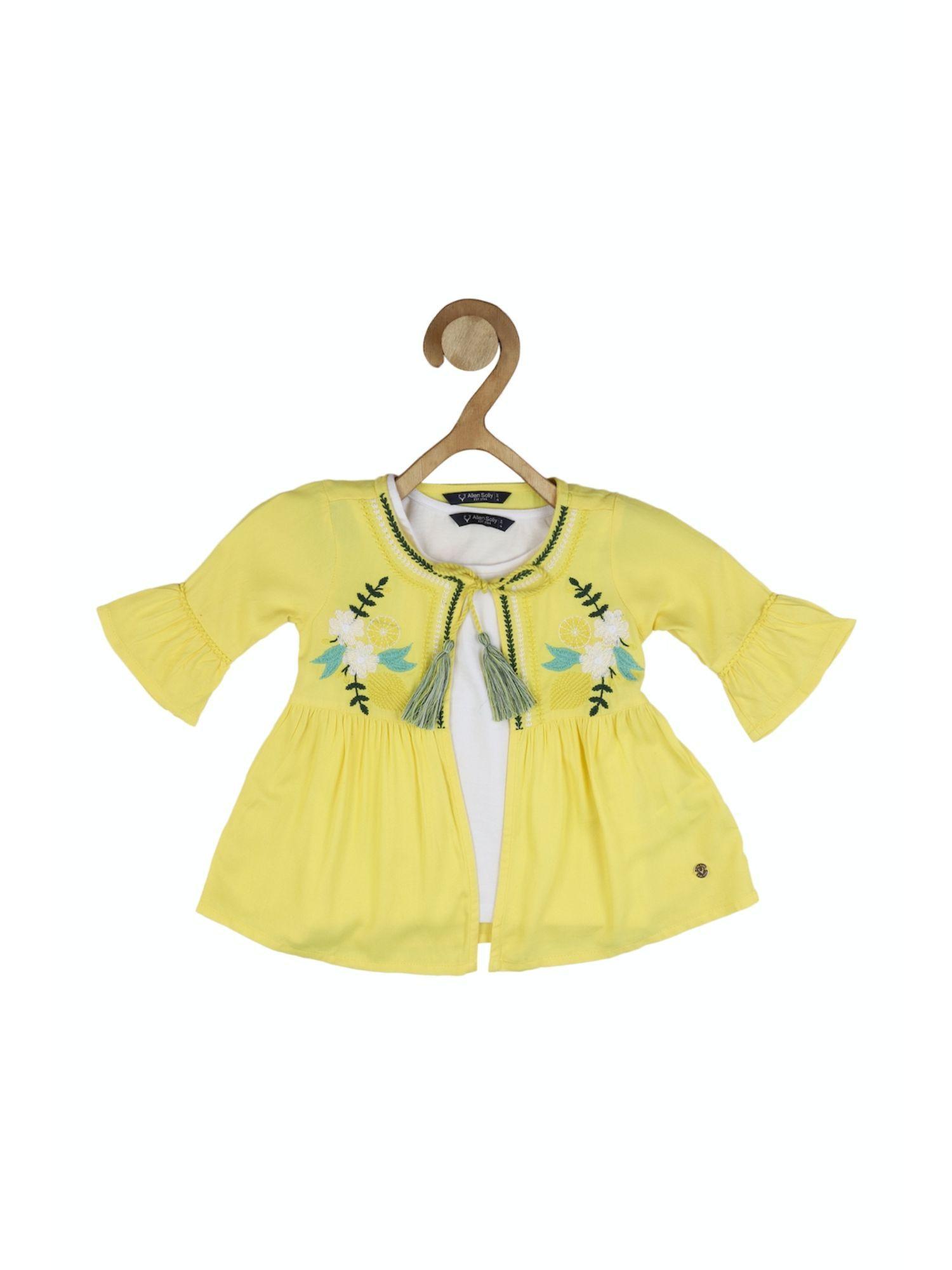 girls yellow print casual top