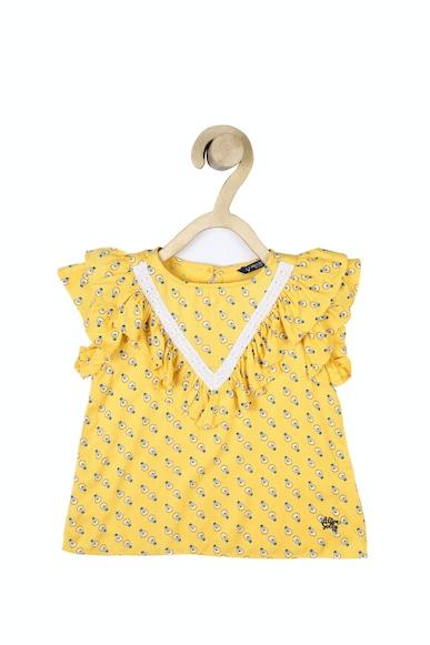 girls yellow print casual top