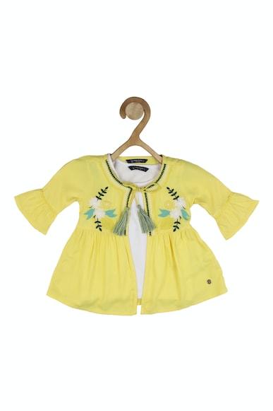 girls yellow print casual top