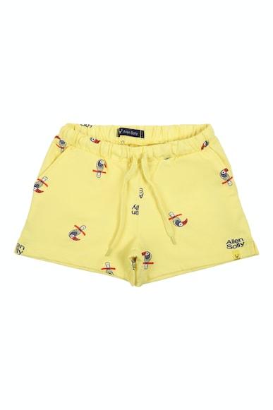 girls yellow print regular fit shorts