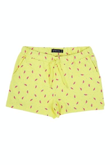 girls yellow print regular fit shorts