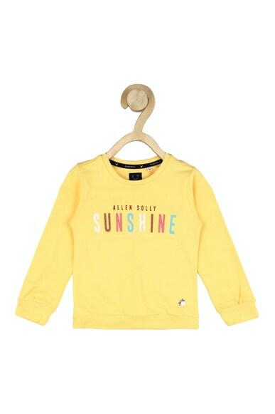 girls yellow print regular fit sweatshirt