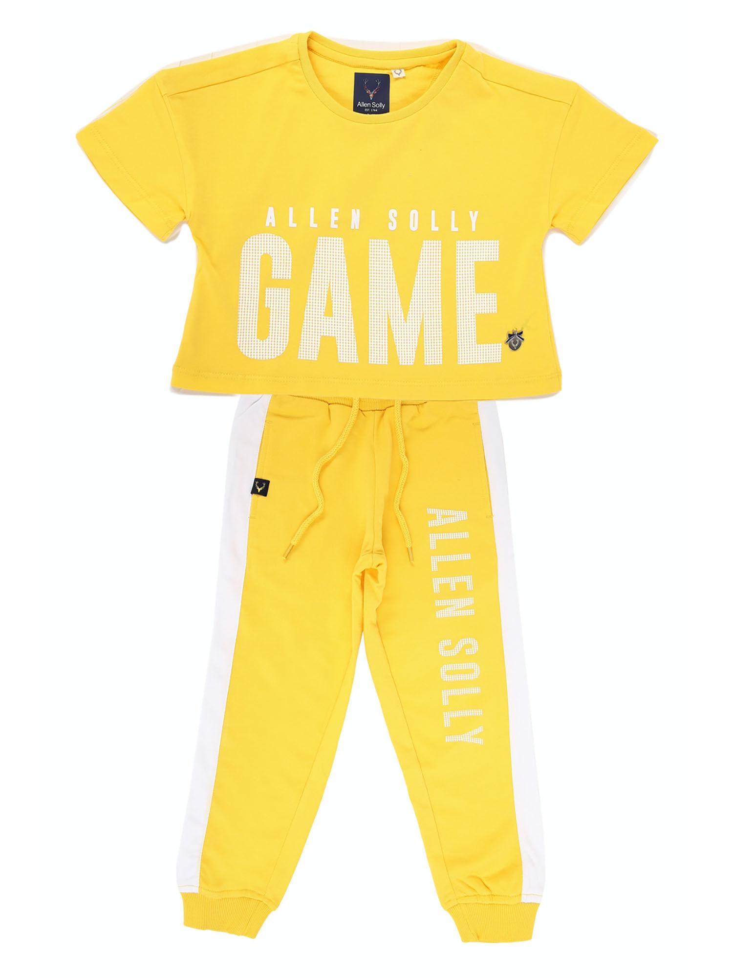 girls yellow printed 4 pc