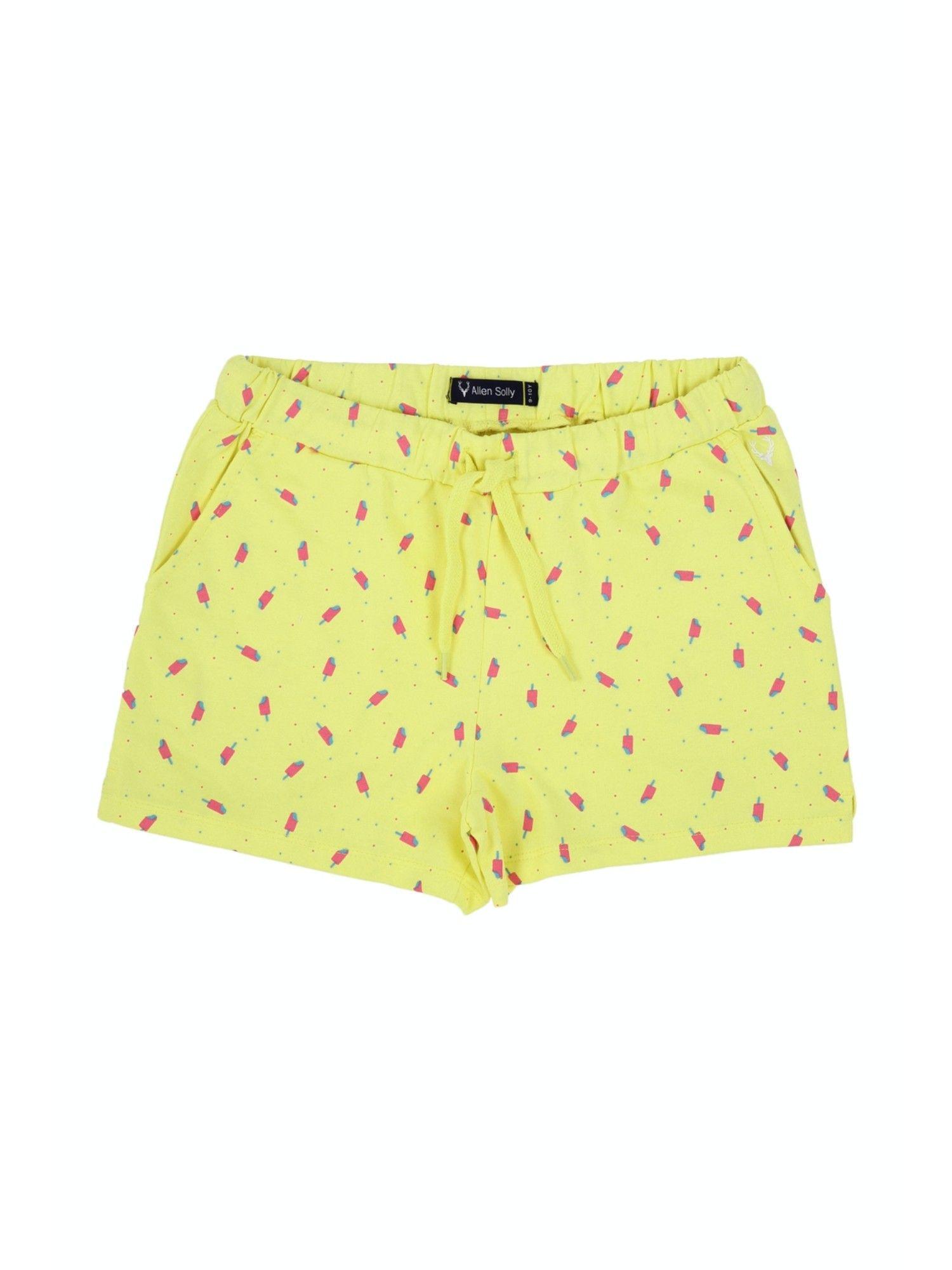 girls yellow printed shorts