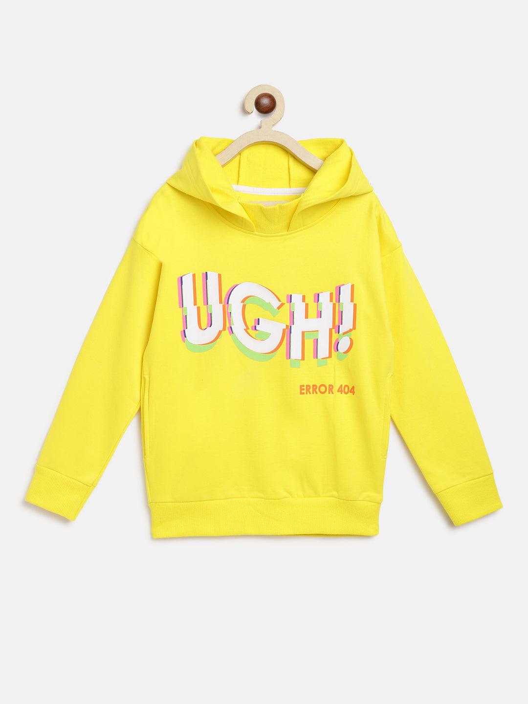 girls yellow printed sweatshirt