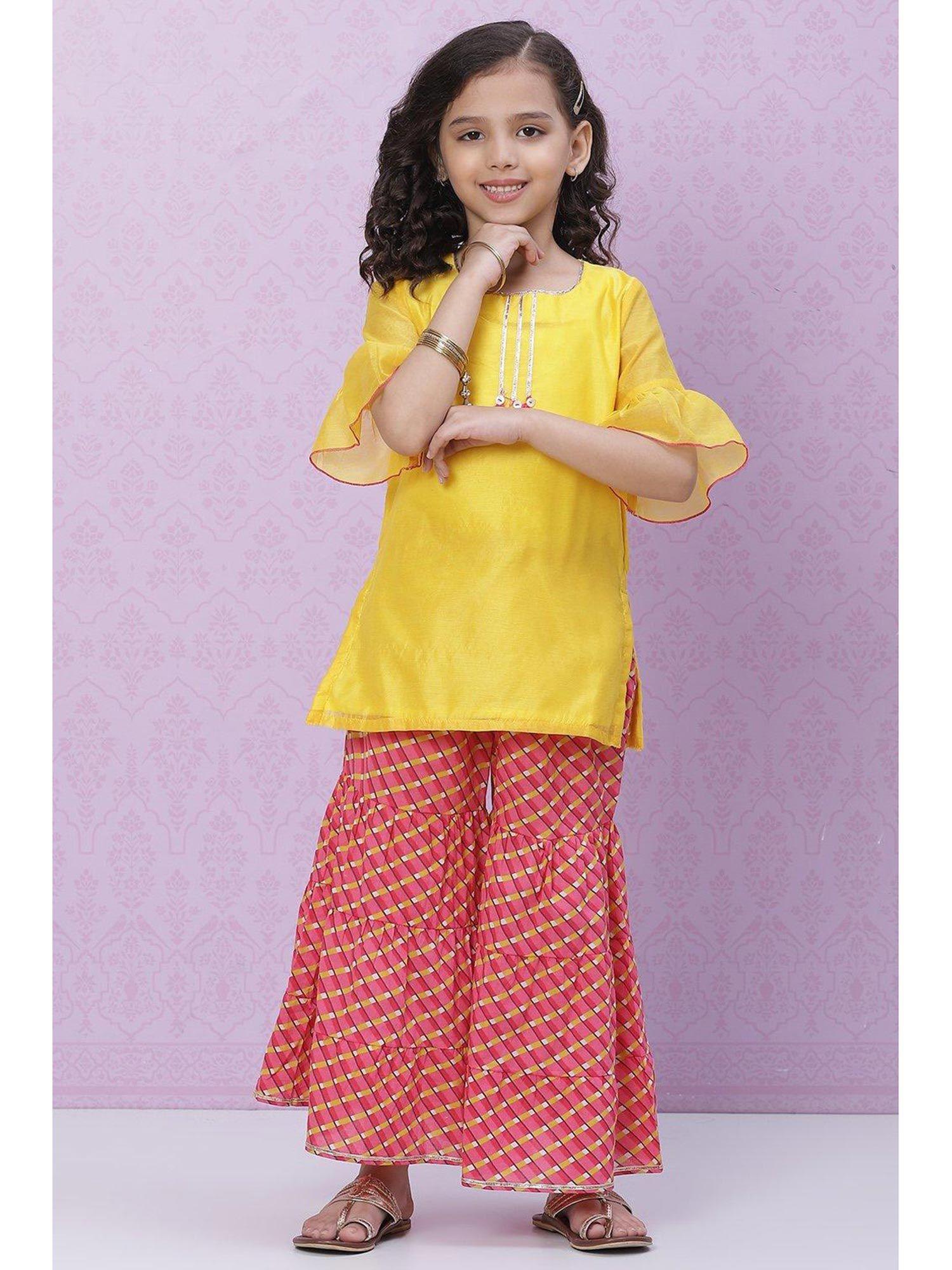 girls yellow sharara (set of 2)