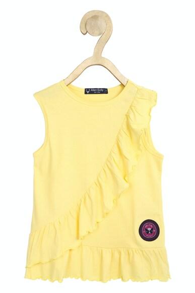 girls yellow solid casual top