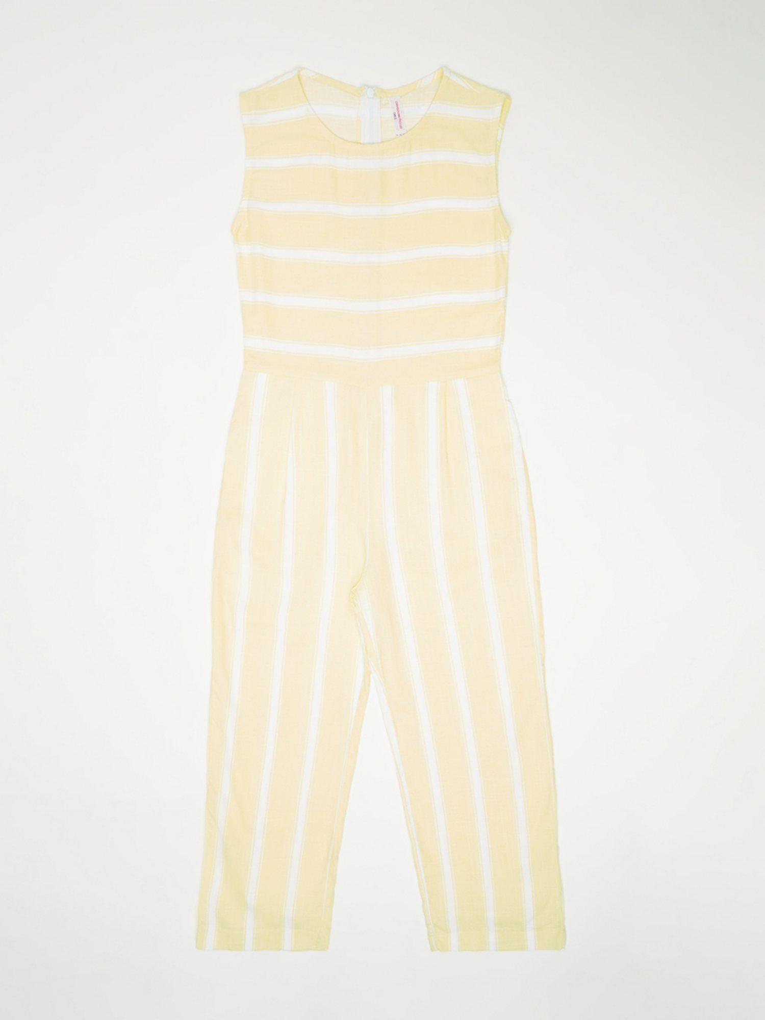 girls yellow striped jumpsuit