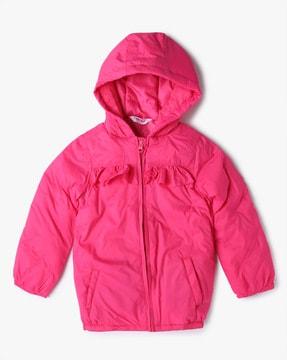 girls zip-front hooded puffer jacket