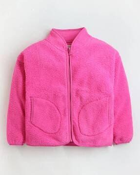 girls zip-front jacket with insert-pockets