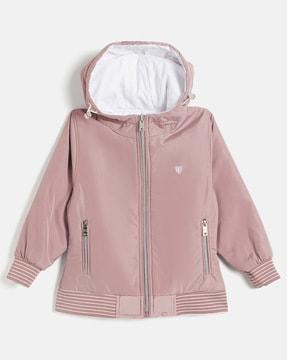 girls zip-front reversible hooded jacket