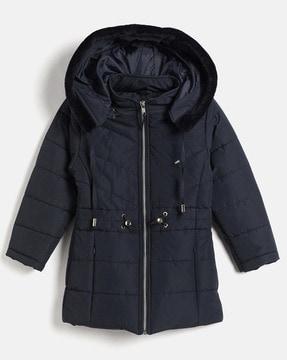 girls zip-front ski jacket with detachable hood