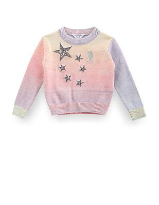 girlscrew-neck-embellished-sweater