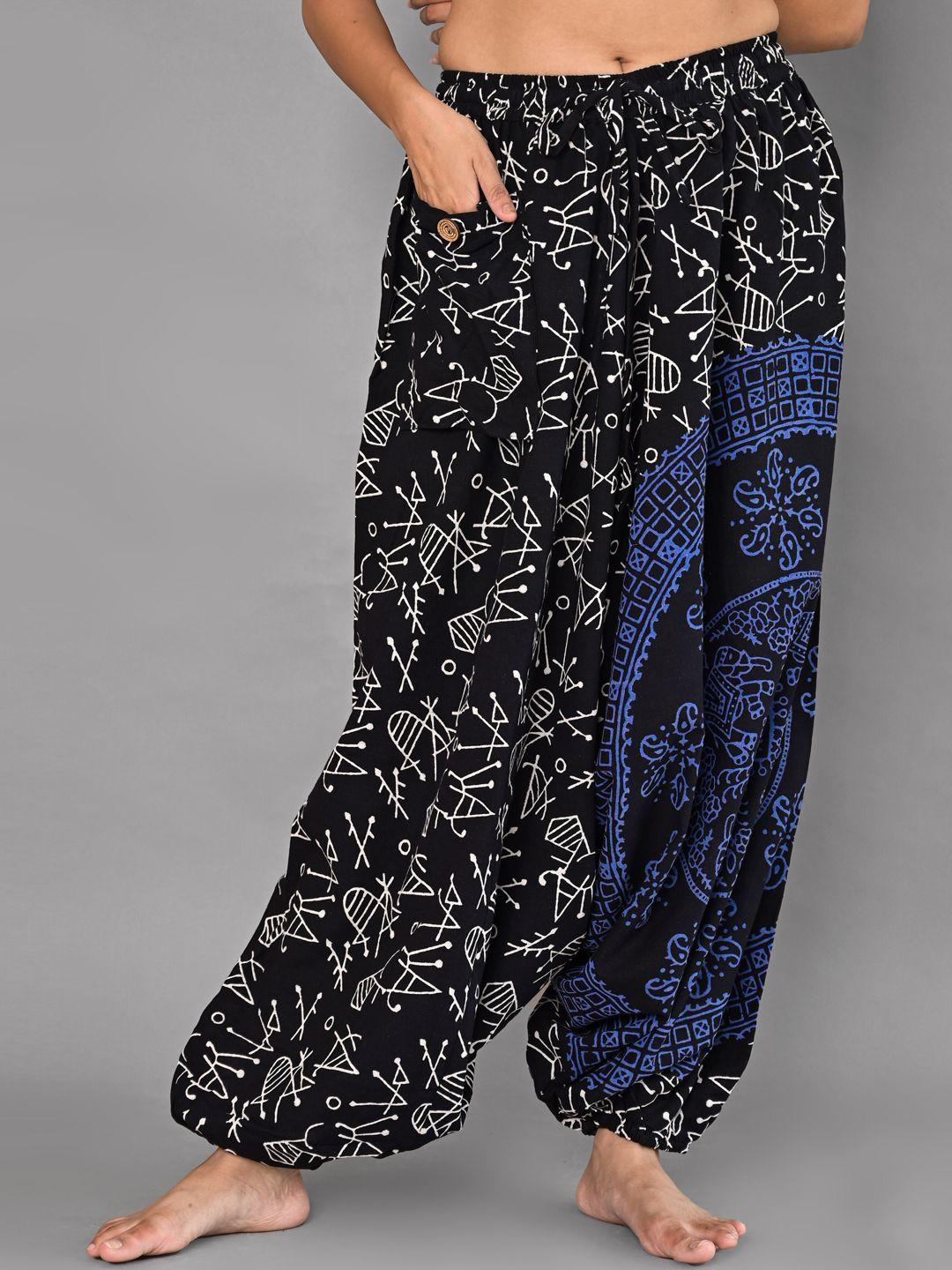 girly girls ethnic motifs printed loose fit cotton harem pants