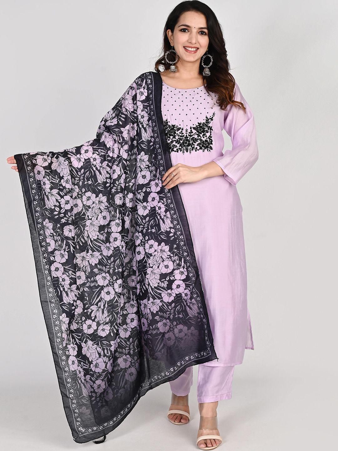 girly girls women pink printed regular raw silk kurta with pyjamas & with dupatta