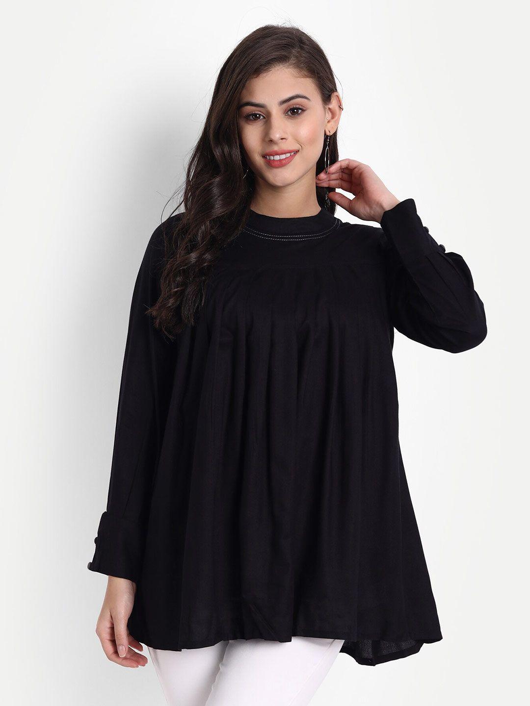 githaan women black solid pleated top