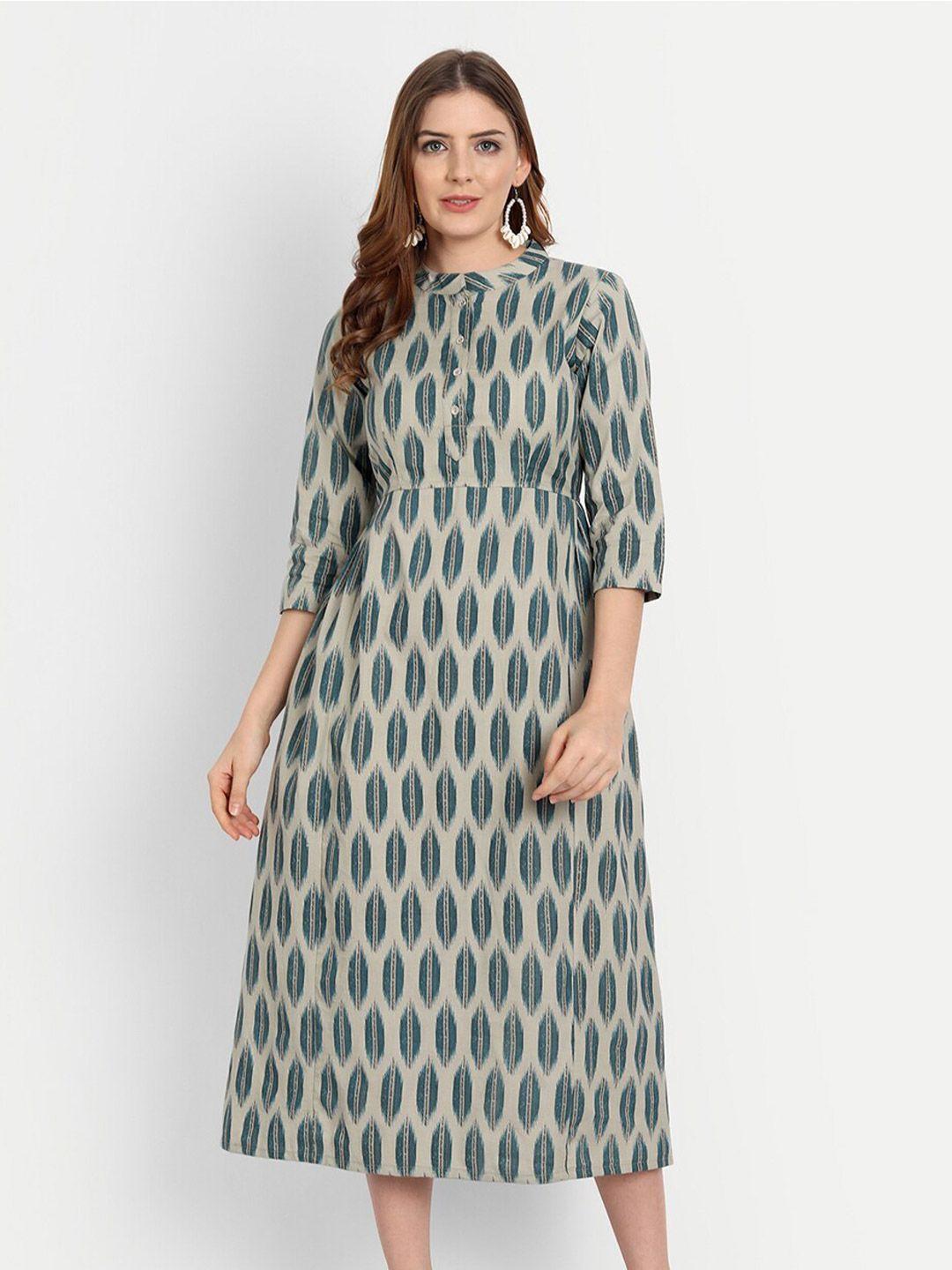 githaan abstract printed a-line cotton midi dress