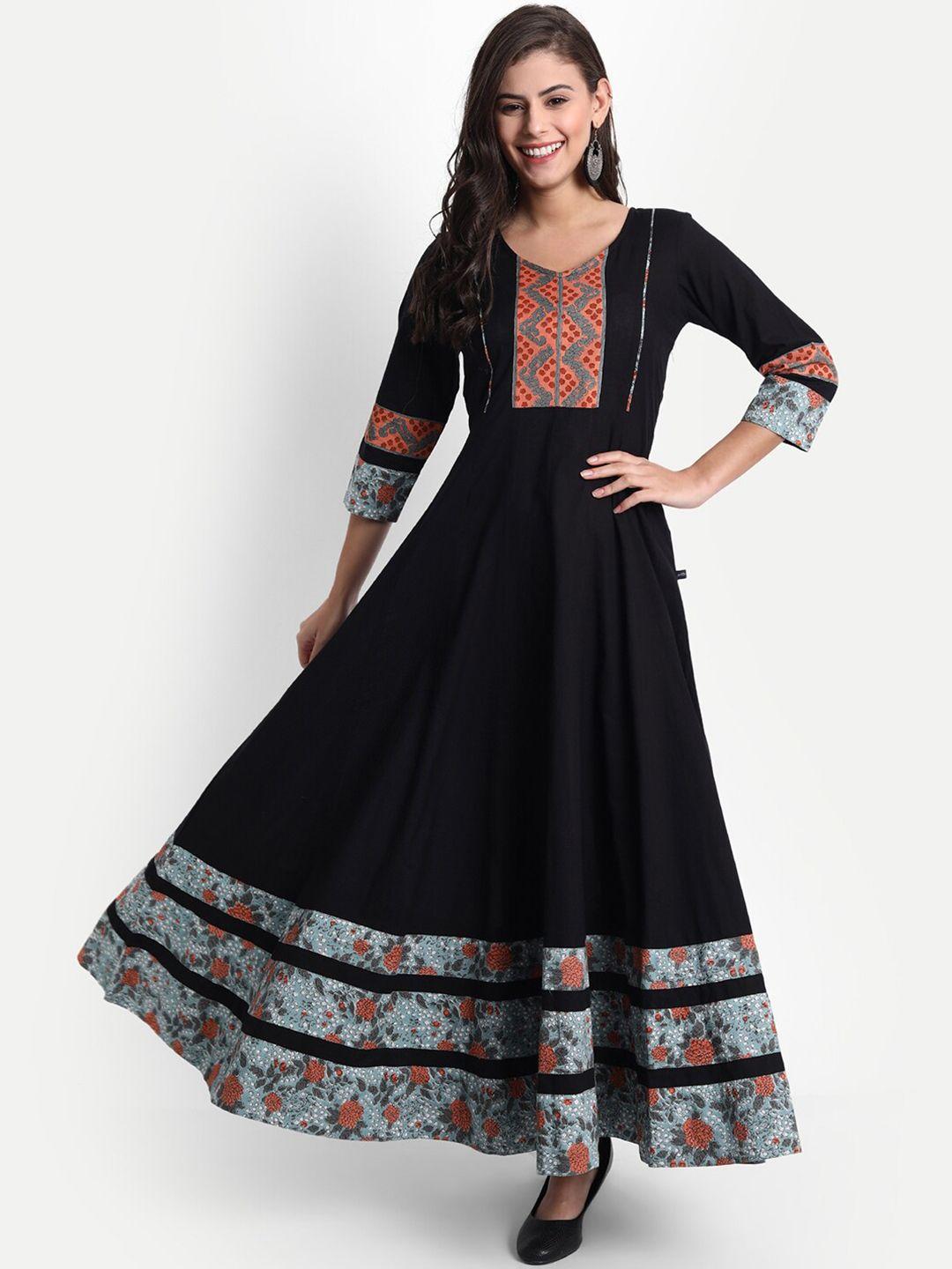 githaan black ethnic motifs maxi dress