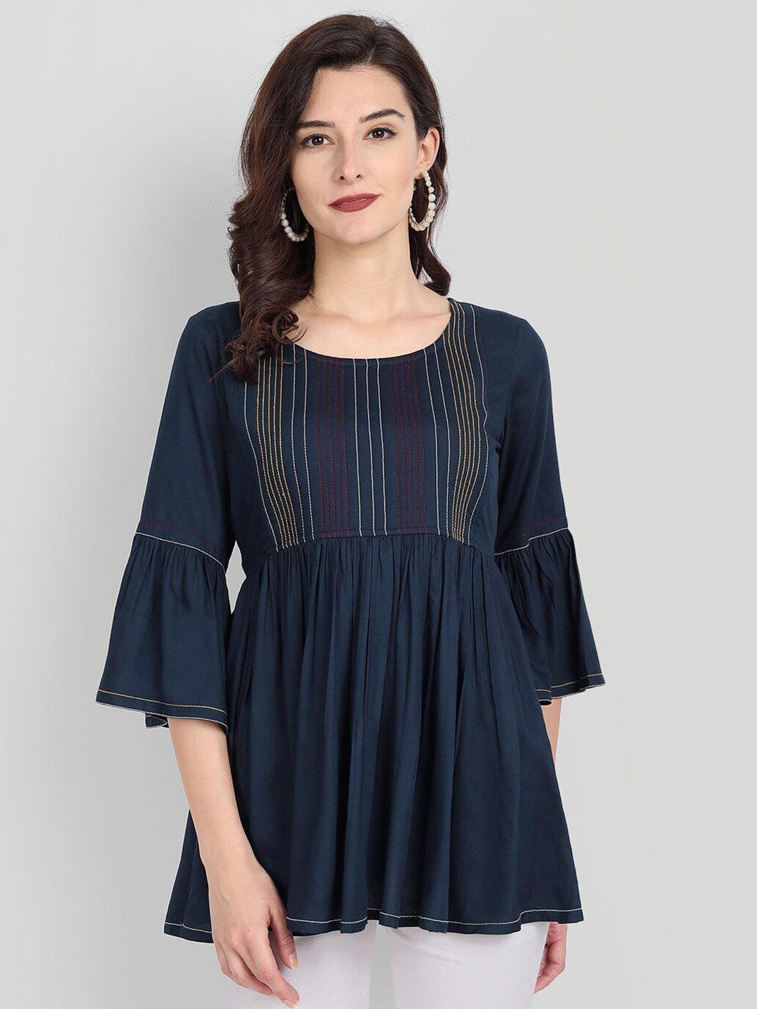 githaan navy blue striped empire top