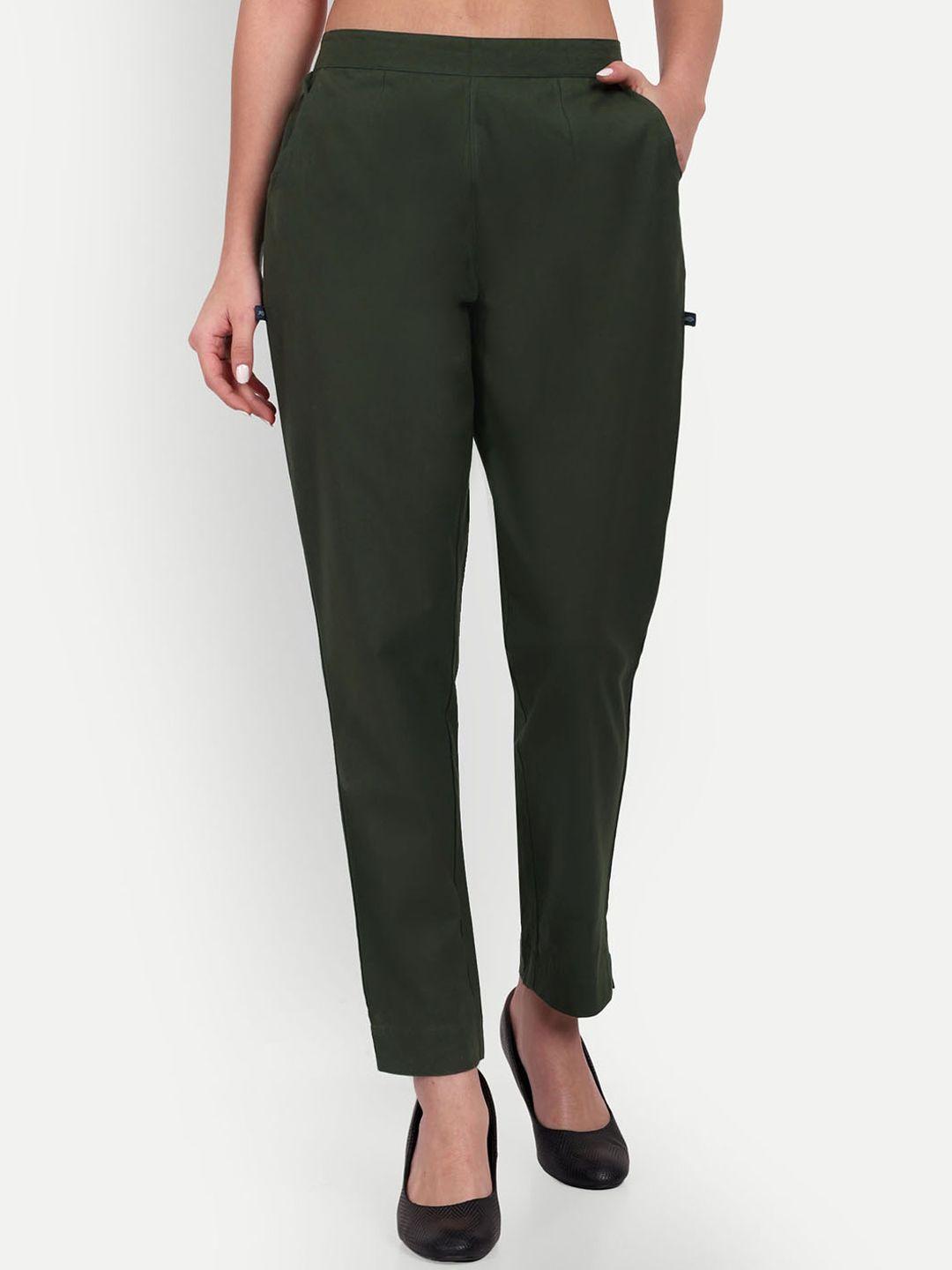 githaan women relaxed straight leg mid-rise easy wash cotton trousers