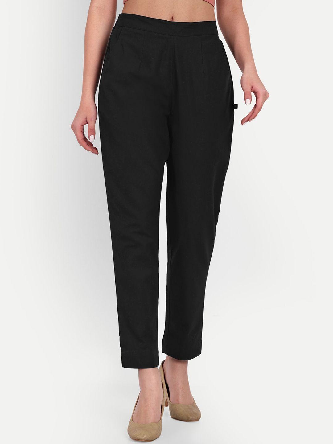 githaan women relaxed straight leg mid-rise easy wash cotton trousers