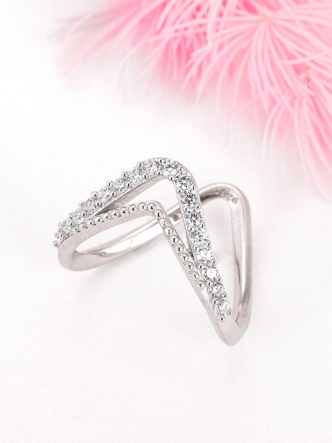 giva 92.5 sterling rhodium-plated & cz-studded finger ring